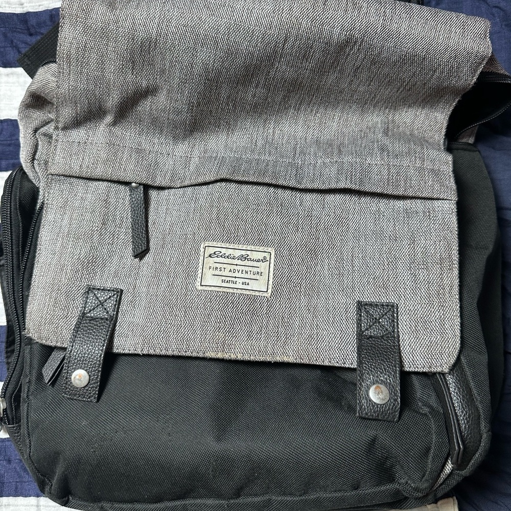 Eddie Bauer Black and Gray Men's Messenger Bag
